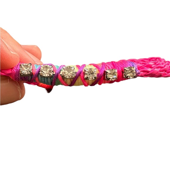 Hot Pink Braided Punk Woven Bracelet - Picture 6 of 6